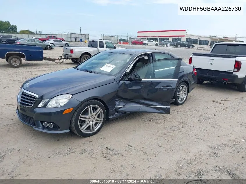 2010 Mercedes-Benz E 350 VIN: WDDHF5GB4AA226730 Lot: 40315910