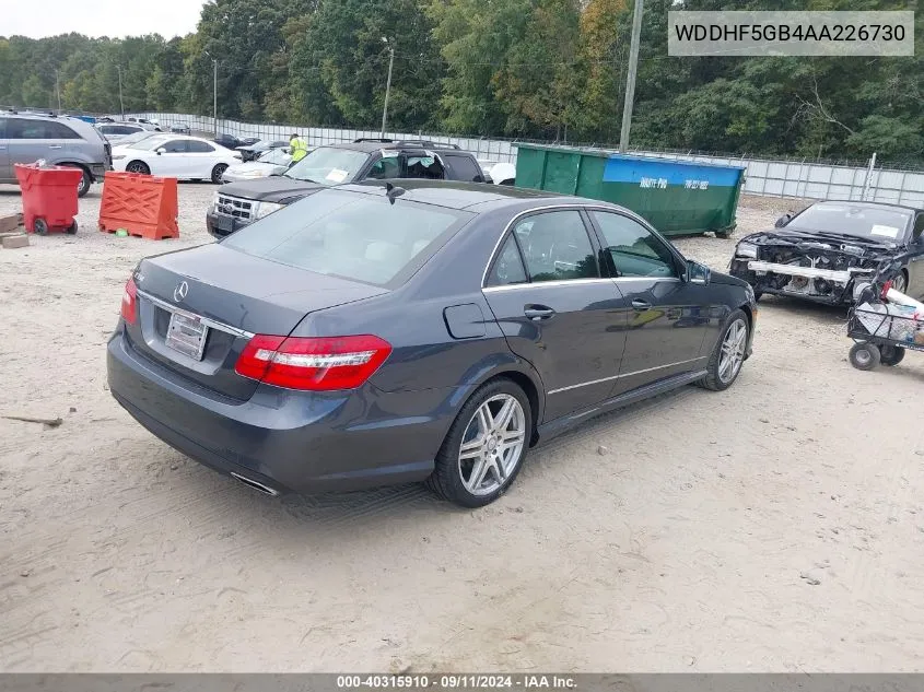 2010 Mercedes-Benz E 350 VIN: WDDHF5GB4AA226730 Lot: 40315910