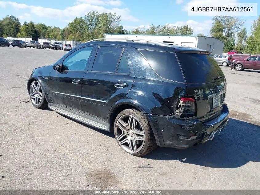 2010 Mercedes-Benz Ml 63 Amg 4Matic VIN: 4JGBB7HB7AA612561 Lot: 40495016