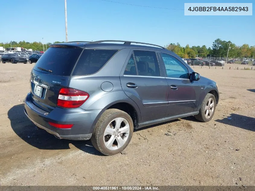 2010 Mercedes-Benz Ml 350 Bluetec 4Matic VIN: 4JGBB2FB4AA582943 Lot: 40531961