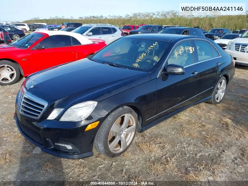 2010 Mercedes-Benz E 350 VIN: WDDHF5GB4AA241146 Lot: 40544955