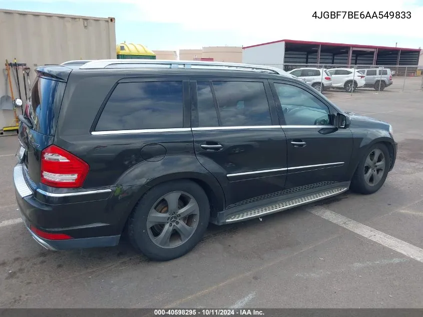 2010 Mercedes-Benz Gl 450 4Matic VIN: 4JGBF7BE6AA549833 Lot: 40598295