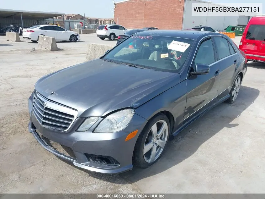 2011 Mercedes-Benz E 350 VIN: WDDHF5GBXBA277151 Lot: 40016650