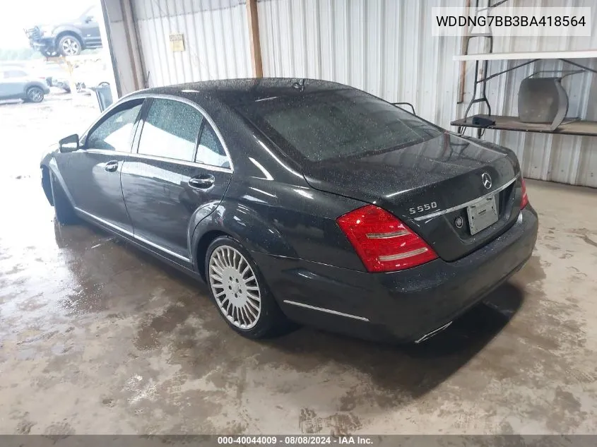 2011 Mercedes-Benz S 550 VIN: WDDNG7BB3BA418564 Lot: 40044009