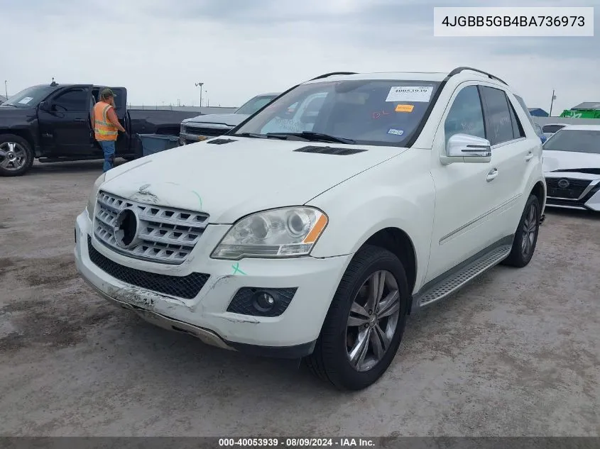 2011 Mercedes-Benz Ml 350 VIN: 4JGBB5GB4BA736973 Lot: 40053939