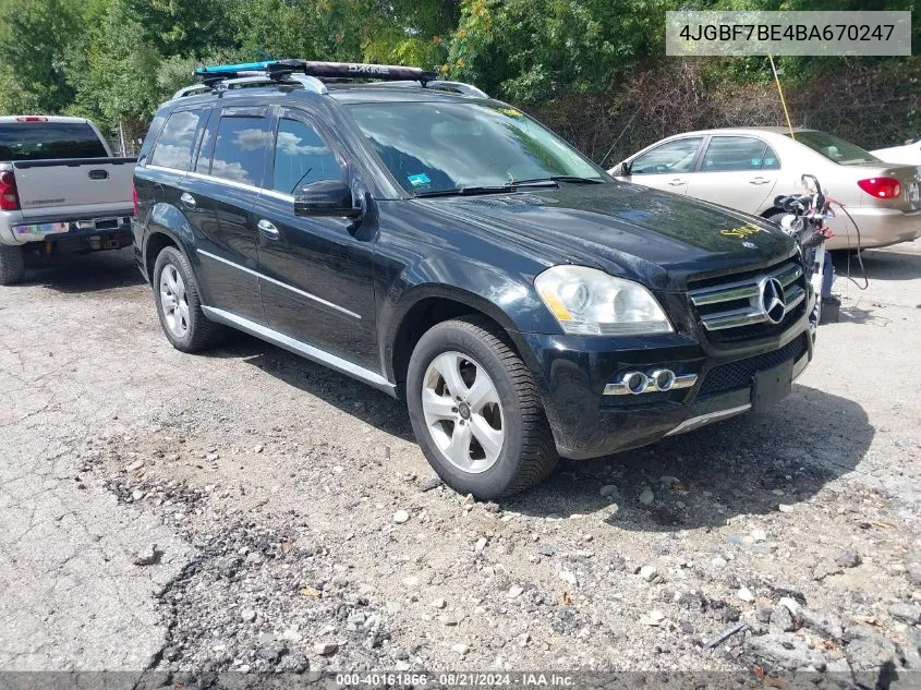 2011 Mercedes-Benz Gl 450 4Matic VIN: 4JGBF7BE4BA670247 Lot: 40161866