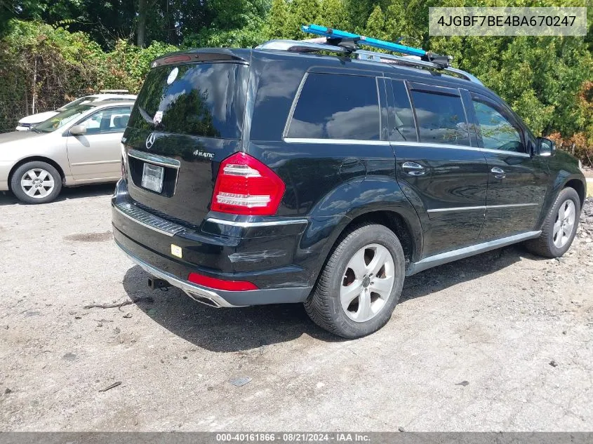 2011 Mercedes-Benz Gl 450 4Matic VIN: 4JGBF7BE4BA670247 Lot: 40161866