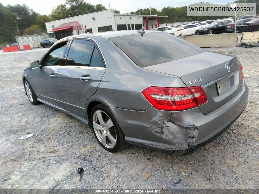 2011 Mercedes-Benz E 350 VIN: WDDHF5GB0BA425937 Lot: 40234687