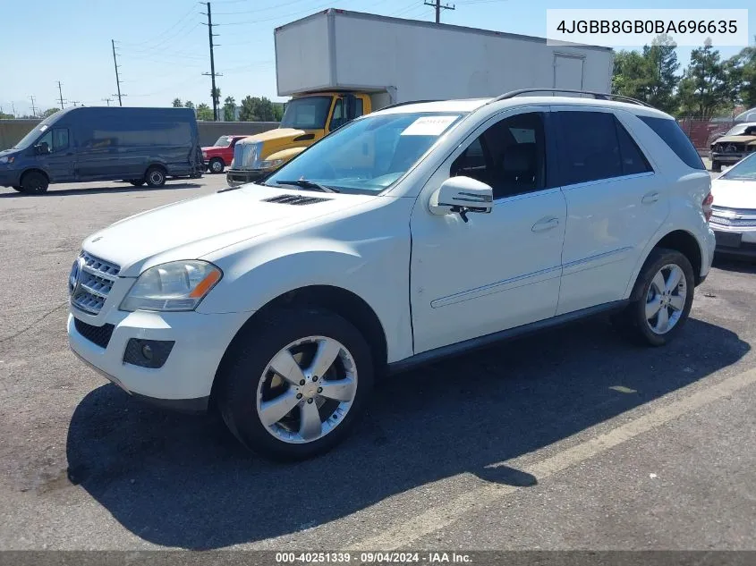 2011 Mercedes-Benz Ml 350 4Matic VIN: 4JGBB8GB0BA696635 Lot: 40251339