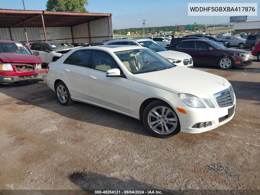 2011 Mercedes-Benz E 350 VIN: WDDHF5GBXBA417876 Lot: 40254121