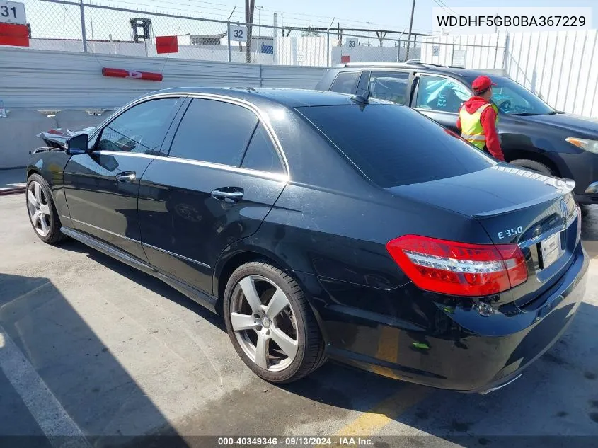 2011 Mercedes-Benz E 350 VIN: WDDHF5GB0BA367229 Lot: 40349346