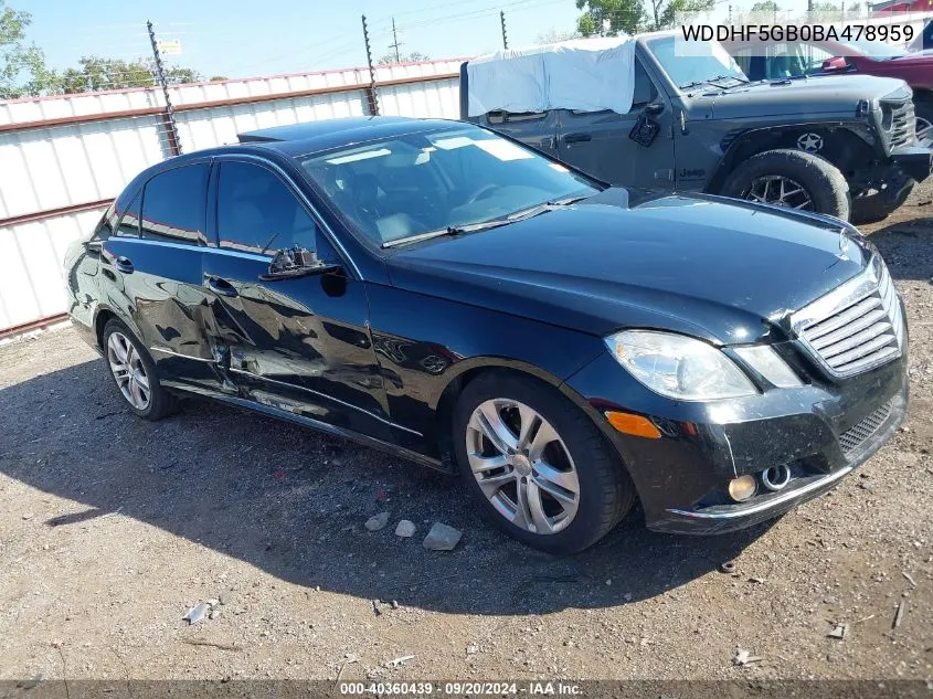 2011 Mercedes-Benz E 350 E 350 Sport VIN: WDDHF5GB0BA478959 Lot: 40360439