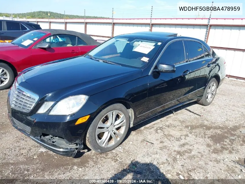 2011 Mercedes-Benz E 350 E 350 Sport VIN: WDDHF5GB0BA478959 Lot: 40360439