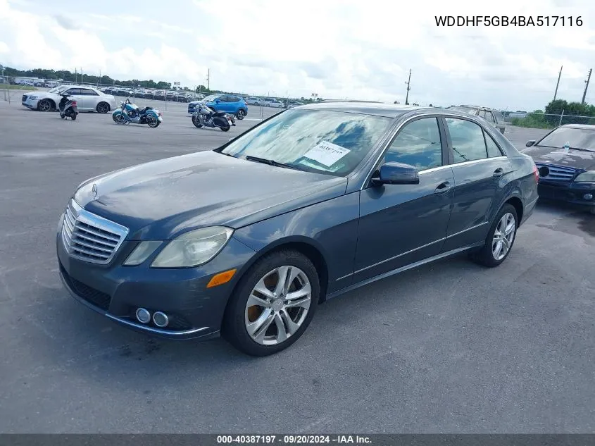 2011 Mercedes-Benz E 350 VIN: WDDHF5GB4BA517116 Lot: 40387197