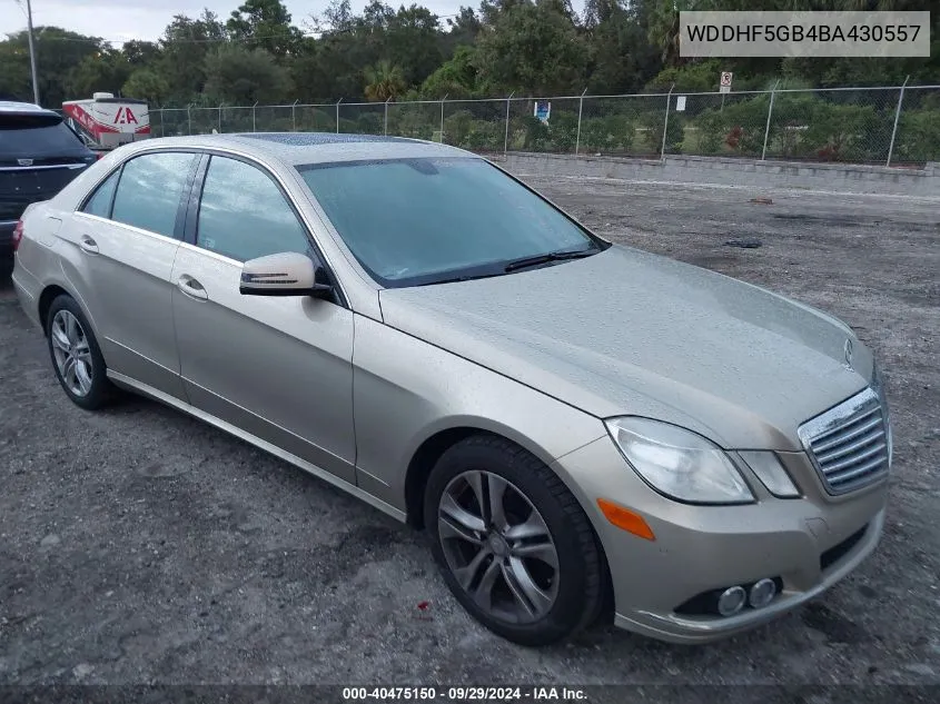 2011 Mercedes-Benz E 350 VIN: WDDHF5GB4BA430557 Lot: 40475150