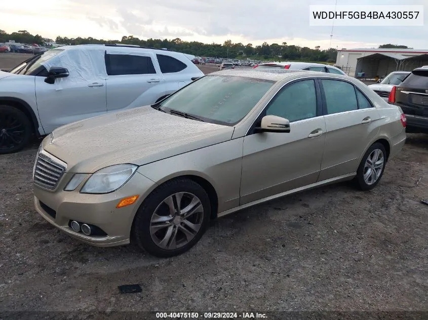 2011 Mercedes-Benz E 350 VIN: WDDHF5GB4BA430557 Lot: 40475150