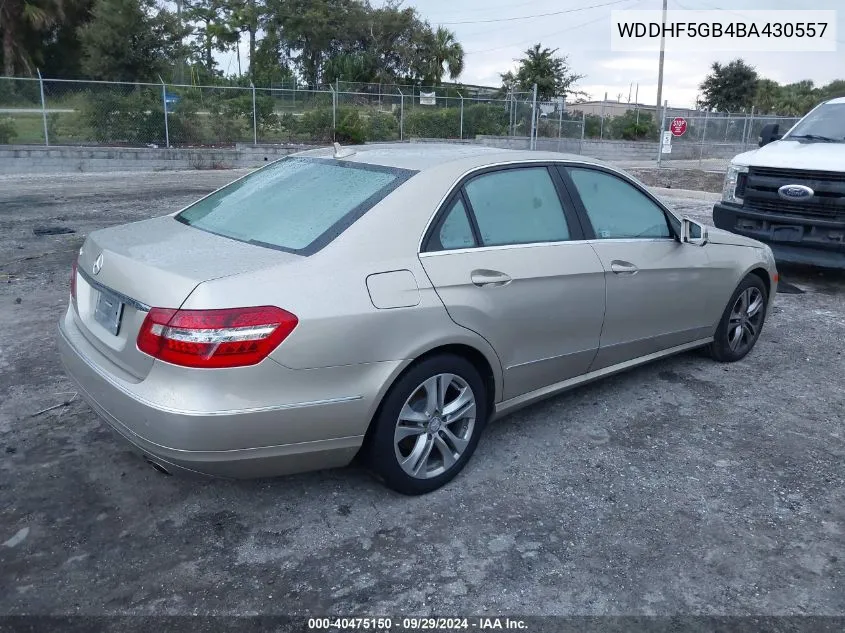 2011 Mercedes-Benz E 350 VIN: WDDHF5GB4BA430557 Lot: 40475150