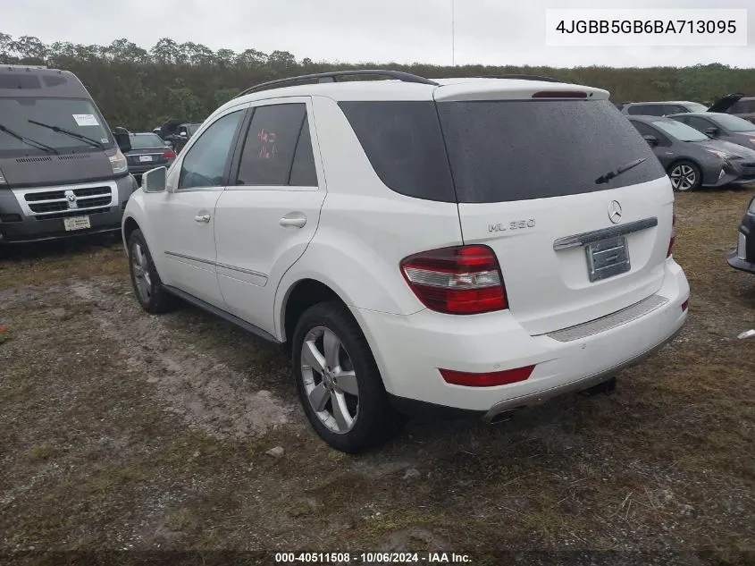 2011 Mercedes-Benz Ml 350 VIN: 4JGBB5GB6BA713095 Lot: 40511508