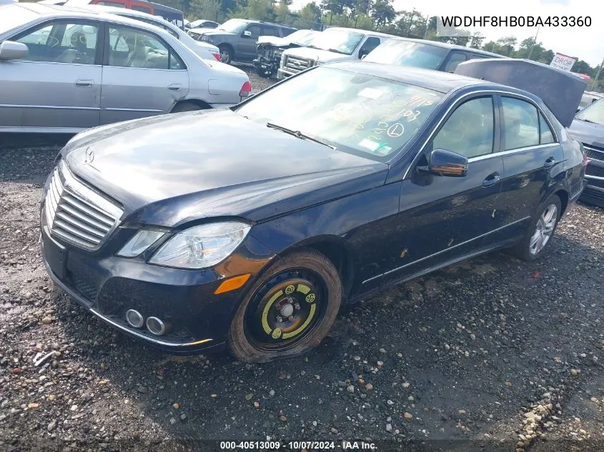 2011 Mercedes-Benz E 350 4Matic VIN: WDDHF8HB0BA433360 Lot: 40513009