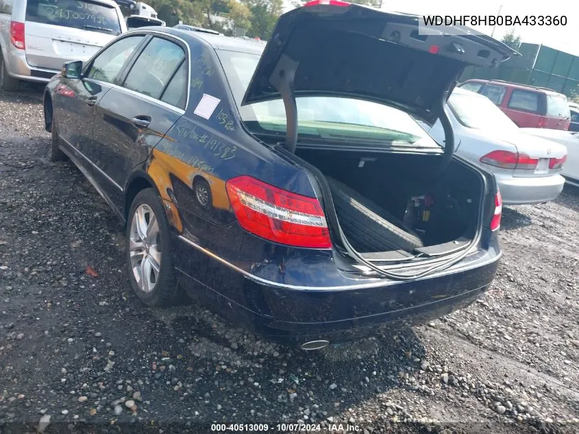 2011 Mercedes-Benz E 350 4Matic VIN: WDDHF8HB0BA433360 Lot: 40513009