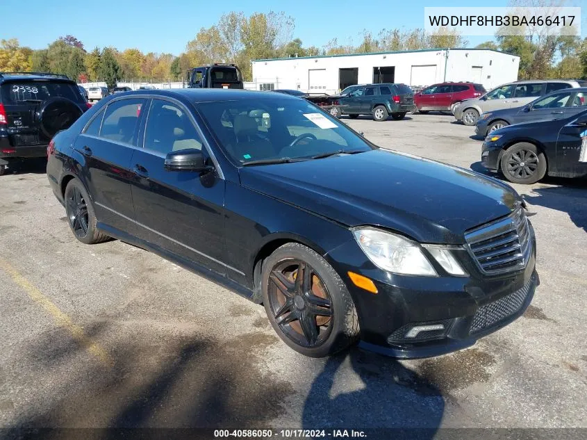 2011 Mercedes-Benz E 350 4Matic VIN: WDDHF8HB3BA466417 Lot: 40586050