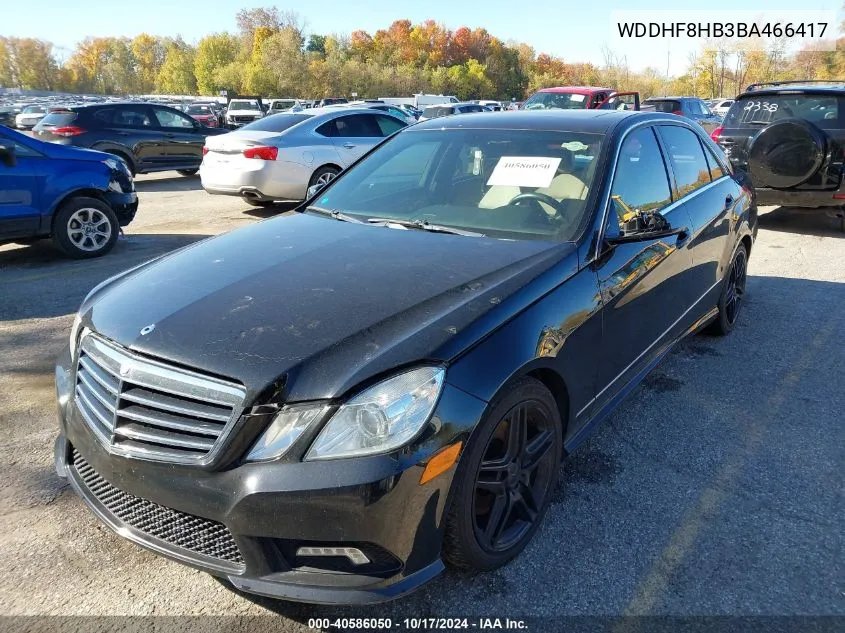 2011 Mercedes-Benz E 350 4Matic VIN: WDDHF8HB3BA466417 Lot: 40586050