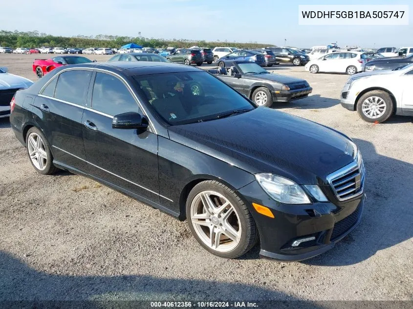 2011 Mercedes-Benz E 350 VIN: WDDHF5GB1BA505747 Lot: 40612356