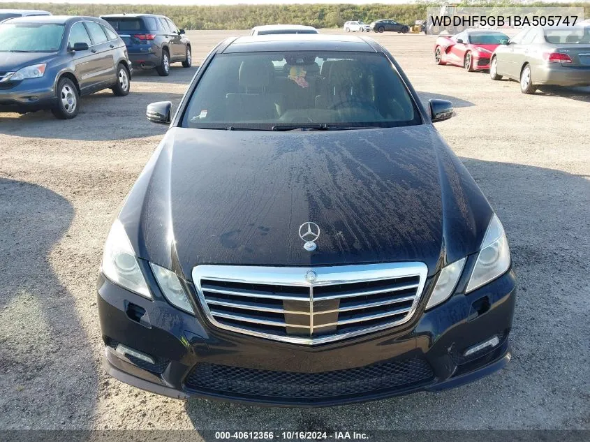 2011 Mercedes-Benz E 350 VIN: WDDHF5GB1BA505747 Lot: 40612356