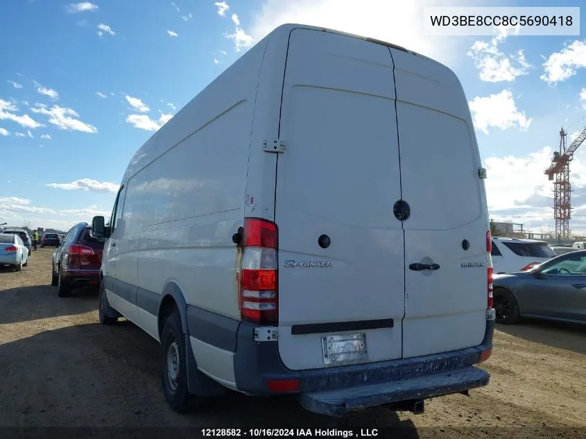 2012 Mercedes-Benz Sprinter S VIN: WD3BE8CC8C5690418 Lot: 12128582