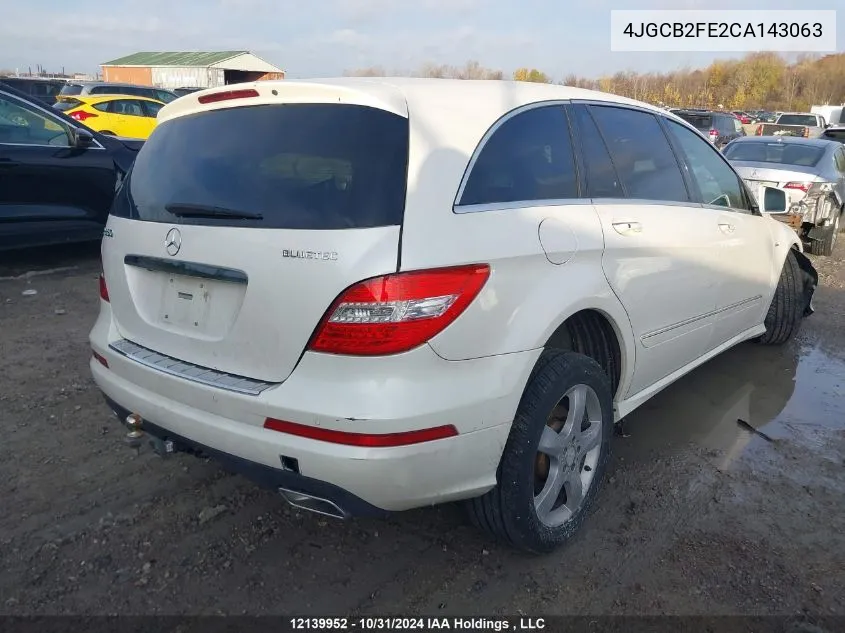 2012 Mercedes-Benz R 350 Bluetec VIN: 4JGCB2FE2CA143063 Lot: 12139952