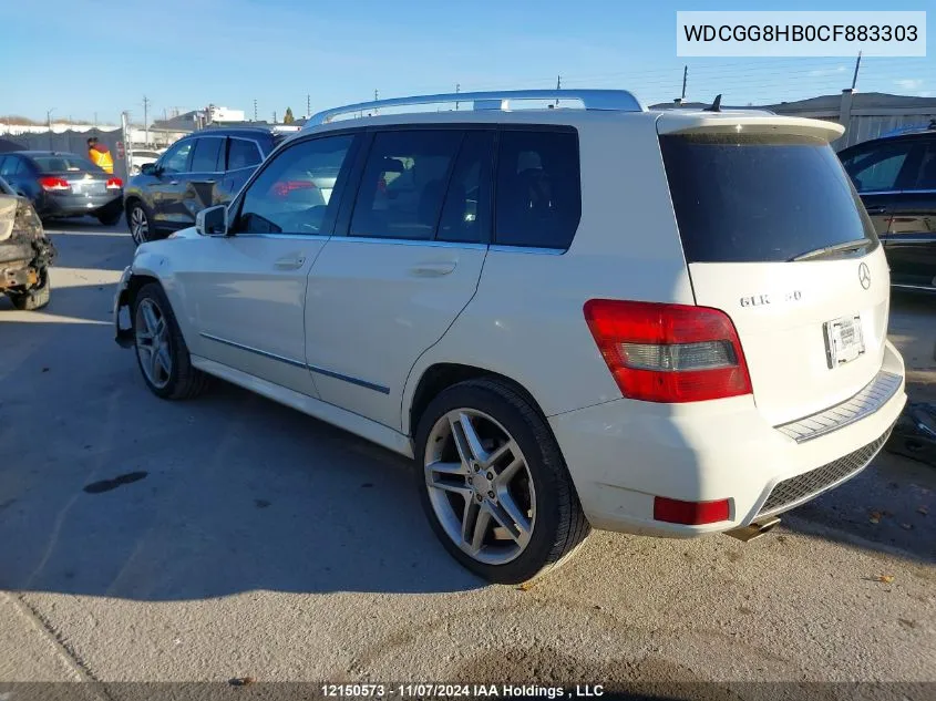 2012 Mercedes-Benz Glk 350 4Matic VIN: WDCGG8HB0CF883303 Lot: 12150573