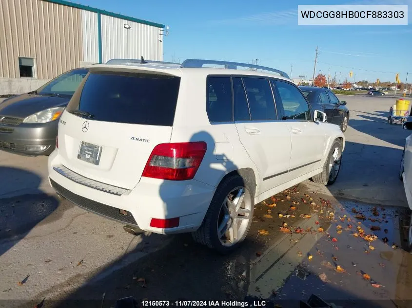 2012 Mercedes-Benz Glk 350 4Matic VIN: WDCGG8HB0CF883303 Lot: 12150573