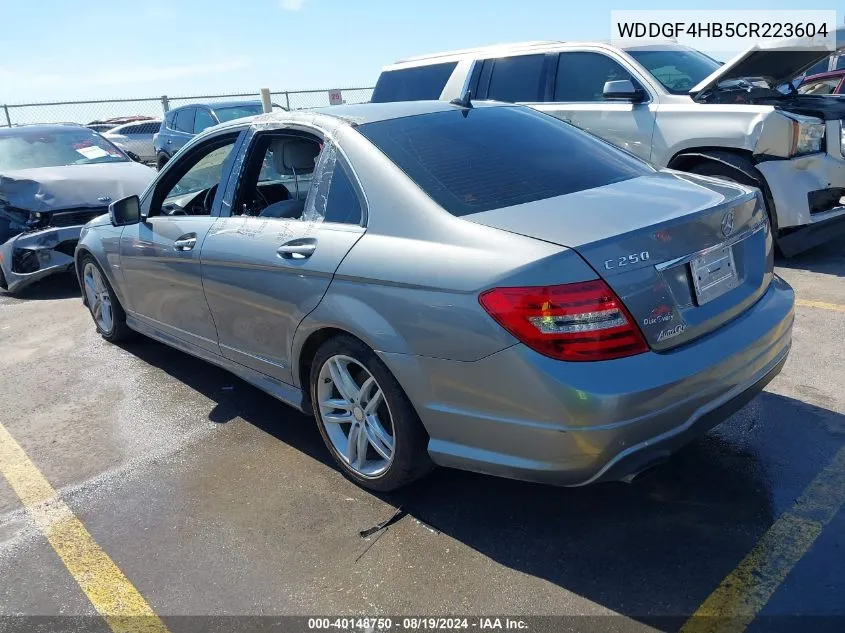 2012 Mercedes-Benz C 250 VIN: WDDGF4HB5CR223604 Lot: 40148750