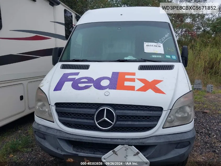 2012 Mercedes-Benz Sprinter 2500 High Roof VIN: WD3PE8CBXC5671852 Lot: 40353838