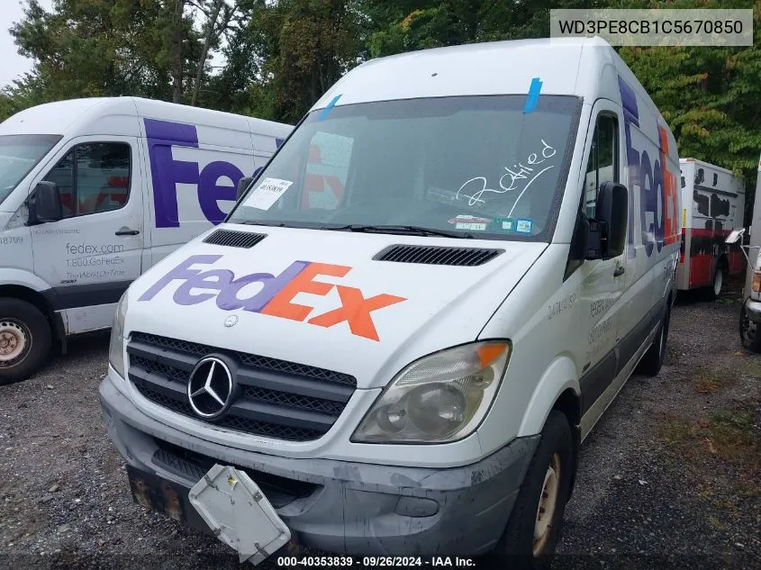 2012 Mercedes-Benz Sprinter 2500 High Roof VIN: WD3PE8CB1C5670850 Lot: 40353839