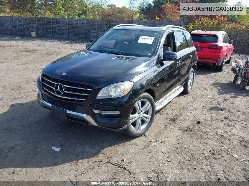 2012 Mercedes-Benz Ml 350 4Matic VIN: 4JGDA5HB7CA030320 Lot: 40463376