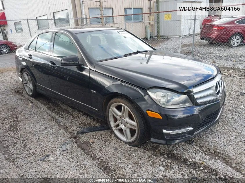 2012 Mercedes-Benz C 250 Luxury/Sport VIN: WDDGF4HB8CA604166 Lot: 40481466