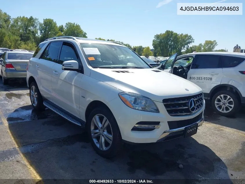 2012 Mercedes-Benz Ml 350 4Matic VIN: 4JGDA5HB9CA094603 Lot: 40492633