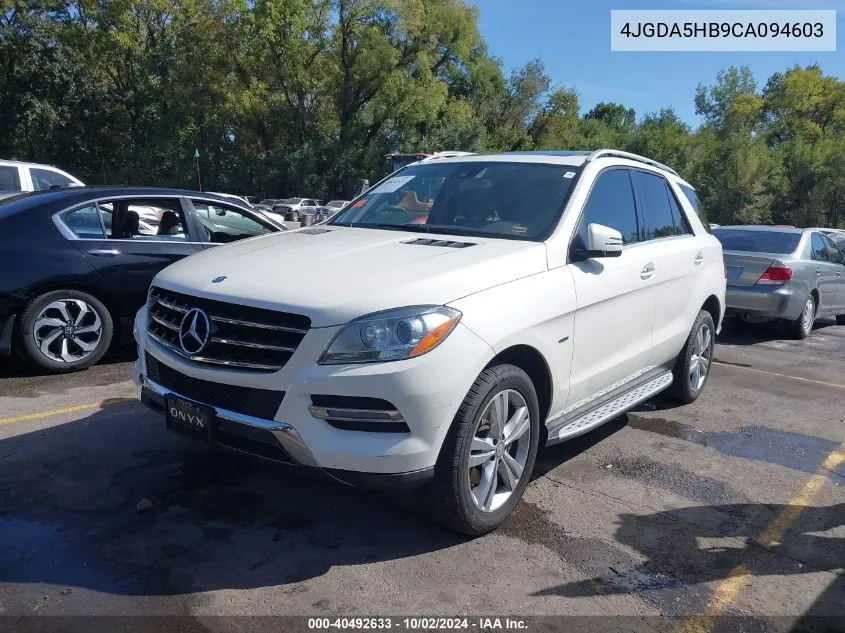 2012 Mercedes-Benz Ml 350 4Matic VIN: 4JGDA5HB9CA094603 Lot: 40492633