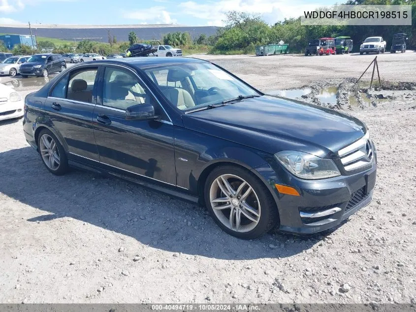 2012 Mercedes-Benz C 250 Luxury/Sport VIN: WDDGF4HB0CR198515 Lot: 40494719