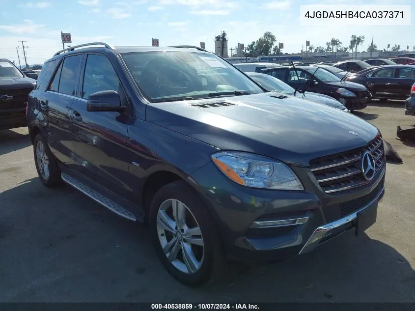 2012 Mercedes-Benz Ml 350 4Matic VIN: 4JGDA5HB4CA037371 Lot: 40538859