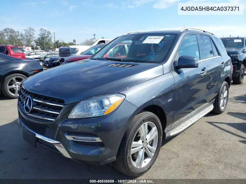 2012 Mercedes-Benz Ml 350 4Matic VIN: 4JGDA5HB4CA037371 Lot: 40538859