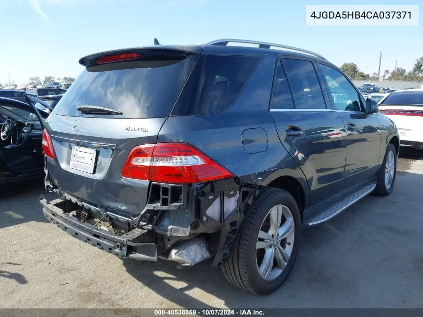 2012 Mercedes-Benz Ml 350 4Matic VIN: 4JGDA5HB4CA037371 Lot: 40538859