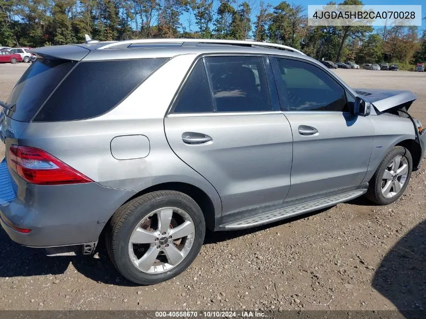 2012 Mercedes-Benz Ml 350 4Matic VIN: 4JGDA5HB2CA070028 Lot: 40558670