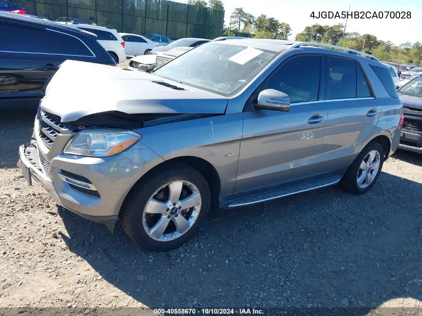 2012 Mercedes-Benz Ml 350 4Matic VIN: 4JGDA5HB2CA070028 Lot: 40558670