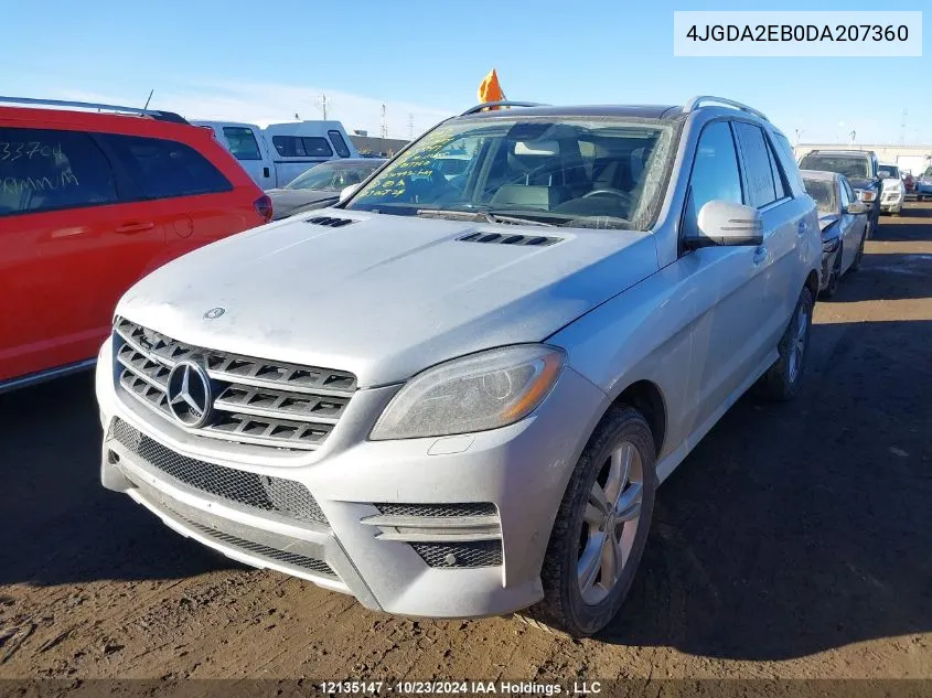 2013 Mercedes-Benz Ml-Class VIN: 4JGDA2EB0DA207360 Lot: 12135147