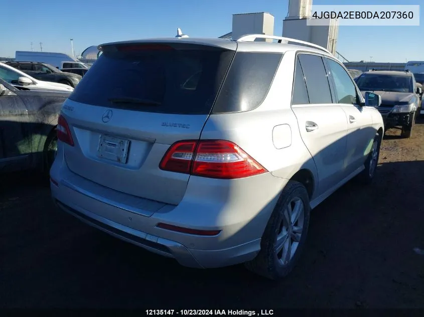 2013 Mercedes-Benz Ml-Class VIN: 4JGDA2EB0DA207360 Lot: 12135147