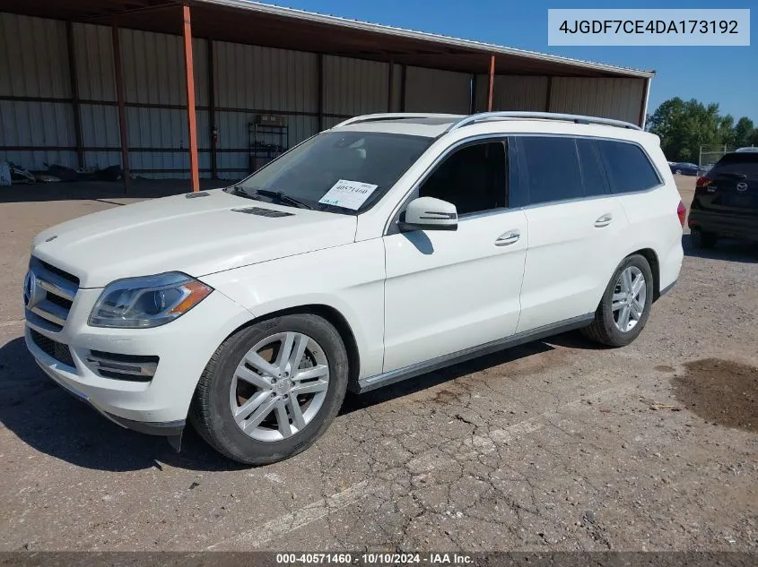 2013 Mercedes-Benz Gl 450 4Matic VIN: 4JGDF7CE4DA173192 Lot: 40571460