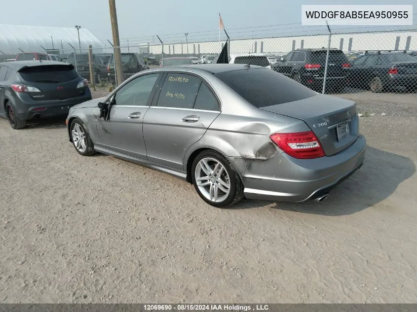 2014 Mercedes-Benz 300 VIN: WDDGF8AB5EA950955 Lot: 12069690