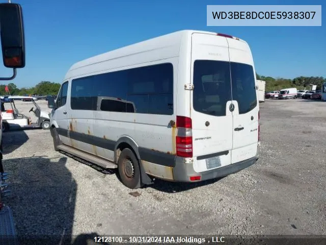 2014 Mercedes-Benz Sprinter S VIN: WD3BE8DC0E5938307 Lot: 12128100